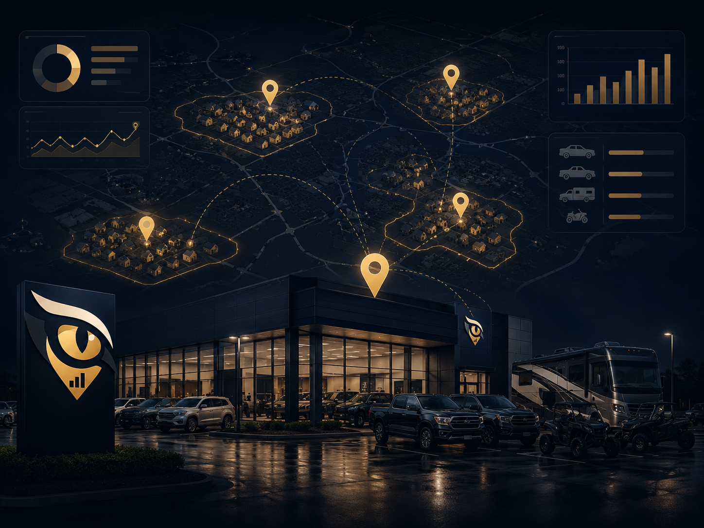 Auto category visual with local market targeting cues